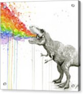 T-rex Tastes The Rainbow Acrylic Print