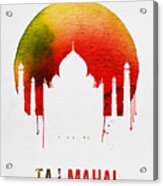 Taj Mahal Landmark Red Acrylic Print