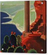 Taormina, Italia - Sicily, Italy - Retro Travel Poster - Vintage Poster Acrylic Print