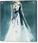Teal And White Evening Dress Acrylic Print