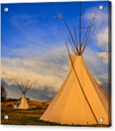 Tepees At Sunset In Montana Acrylic Print