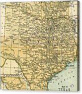 Texas Oklahoma Indian Territory Antique Map 1891 Acrylic Print