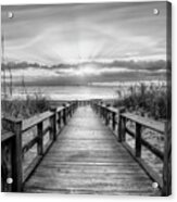 The Beach Is Calling Black And White Acrylic Print