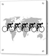 The Bicycle Race 3 Black On White Acrylic Print