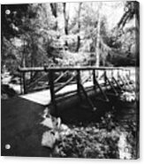 The Bridge Through The Woods In Black And White Acrylic Print