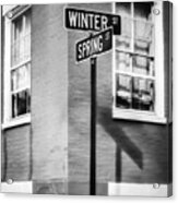 The Corner Of Winter And Spring Bw Acrylic Print