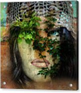 The Face With The Green Leaves Acrylic Print
