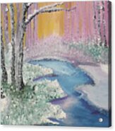 The Four Seasons Of The 3 Birch Trees - Winter Acrylic Print