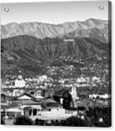 The Hollywood Hills Urban Landscape - Los Angeles California Bw Acrylic Print