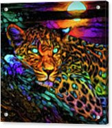 A Leopard On The Tree Acrylic Print