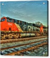 Cn 2945 The Line Up Canadian National Norfolk Southern Locomotives Art Acrylic Print
