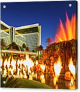 The Mirage Casino And Volcano Eruption At Dusk Acrylic Print