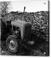 The Old Tractor Black And White Acrylic Print