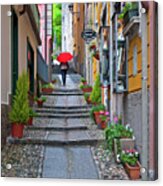 The Red Umbrella - Bellagio, Lake Como, Italy #1 Acrylic Print