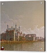 The Thames By Moonlight With Traitors' Gate And The Tower Of London Acrylic Print