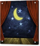 Theater Stage With Red Curtains And Night Background Acrylic Print