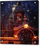 Tikhvin Church Gates. Snowy Days In Moscow Acrylic Print