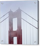 Top Of The Golden Gate Bridge In The Fog Acrylic Print