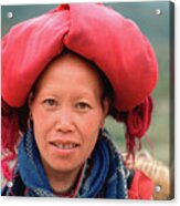 Traditional Fashion Of A Red Dzao Woman Acrylic Print