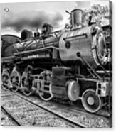 Train - Steam Engine Locomotive 385 in black and white Acrylic Print