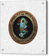 Treasure Trove - Turquoise Dragon Over White Leather Acrylic Print