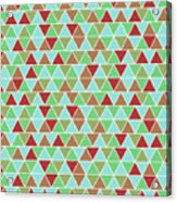 Triangular Geometric Pattern - Blue, Green, Maroon, Brown Acrylic Print