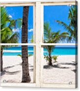 Tropical Island Rustic Window View Acrylic Print