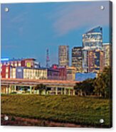 Twilight Panorama Of Downtown Houston Skyline And University Of Houston - Harris County Texas Acrylic Print