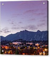 Twilight Panorama Of Estes Park, Stanley Hotel, Castle Mountain And Lumpy Ridge - Rocky Mountains Acrylic Print