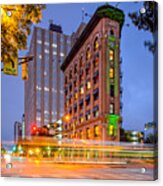 Twilight Photograph Of The Flatiron Building In Downtown Fort Worth - Texas Acrylic Print