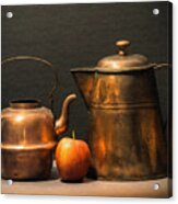 Two Copper Pots And An Apple Acrylic Print