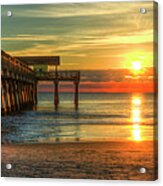 Tybee Island Ga The Pier Panorama Atlantic Ocean Sunrise Seascape Art Acrylic Print