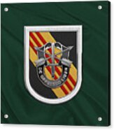 U. S.  Army 5th Special Forces Group Vietnam - 5 S F G  Beret Flash Over Green Beret Felt Acrylic Print