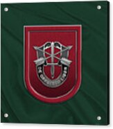 U. S.  Army 7th Special Forces Group - 7 S F G  Beret Flash Over Green Beret Felt Acrylic Print