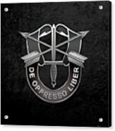 U. S.  Army Special Forces  -  Green Berets D U I Over Black Velvet Acrylic Print