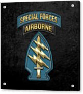 U. S.  Army Special Forces  -  Green Berets S S I Over Black Velvet Acrylic Print