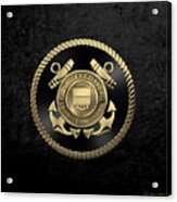 U. S.  Coast Guard  -  U S C G Emblem Black Edition Over Black Velvet Acrylic Print