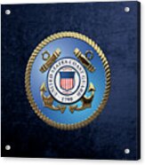 U. S.  Coast Guard  -  U S C G Emblem Over Blue Velvet Acrylic Print