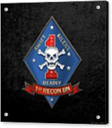 U S M C  1st Reconnaissance Battalion -  1st Recon Bn Insignia Over Black Velvet Acrylic Print