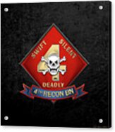 U S M C  4th Reconnaissance Battalion -  4th Recon Bn Insignia Over Black Velvet Acrylic Print