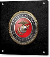 U. S.  Marine Corps  - U S M C  Emblem Over Black Velvet Acrylic Print