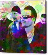 U2 Band Portrait Paint Splatters Pop Art Acrylic Print