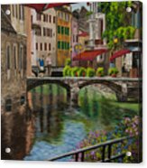 Under The Umbrella In Annecy Acrylic Print