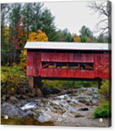 Upper Cox Brook Covered Bridge In Northfield Vermont Acrylic Print