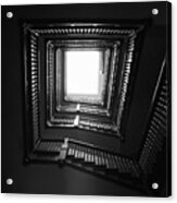 Upstairs- Black And White Photography By Linda Woods Acrylic Print