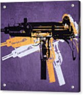 Uzi Sub Machine Gun On Purple Acrylic Print