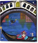Venice Gondola By Night Acrylic Print