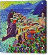 Vernazza Cinque Terre Italy 2 Modern Impressionist Palette Knife Oil Painting By Ana Maria Edulescu Acrylic Print