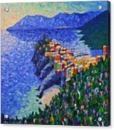 Vernazza Light Cinque Terre Italy Modern Impressionist Palette Knife Oil Painting Ana Maria Edulescu Acrylic Print
