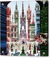 Victorian London - London Underground, London Metro - Retro Travel Poster - Vintage Poster Acrylic Print